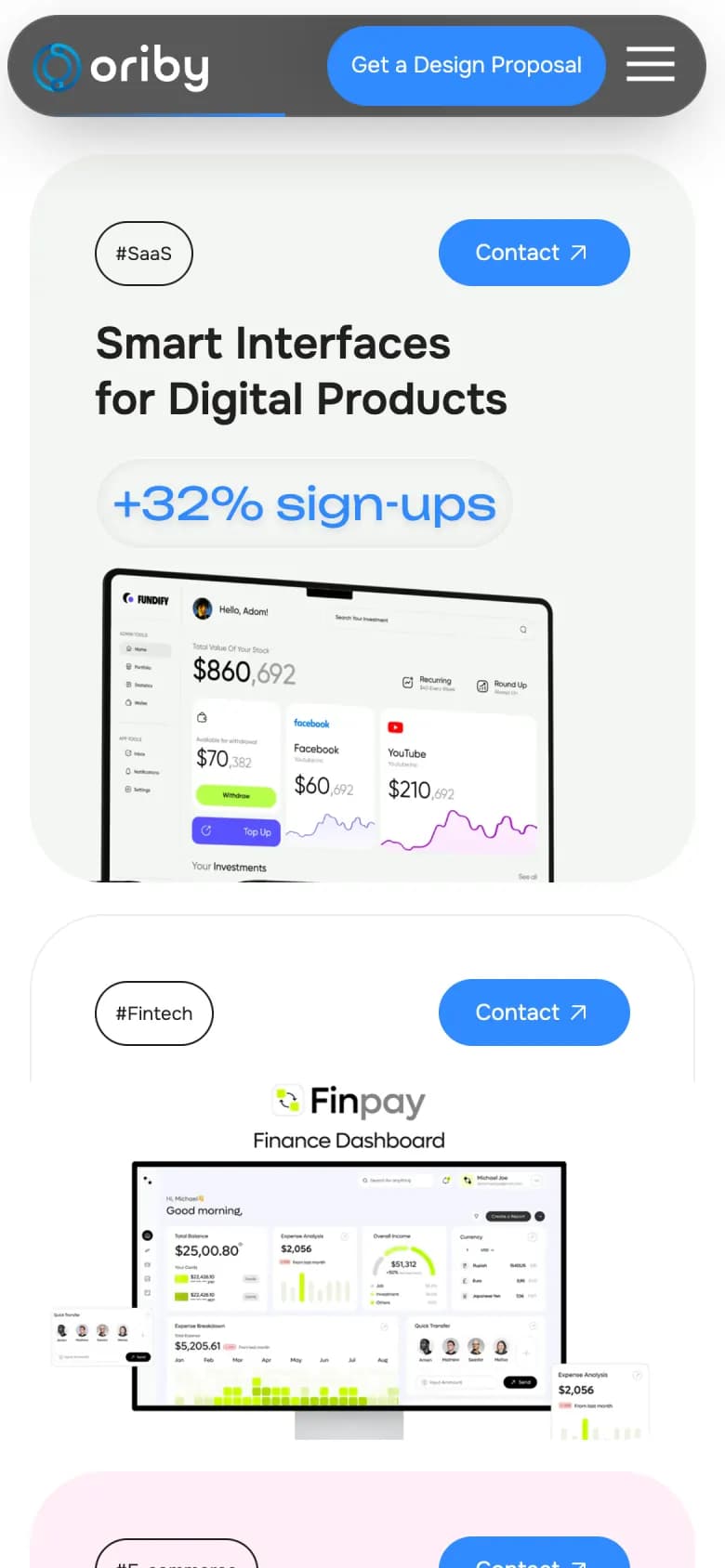 Portfolio cards